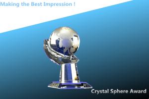 Quality crystal globe awards/crystal sphere award/crystal hand trophy/celebrate crystal awards wholesale