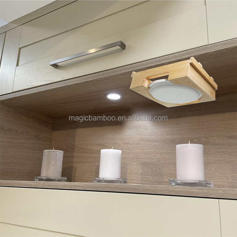 Adjustable Bamboo Kitchen Shelf Organiser Single Tier Under Cabinet Paper Plate Dispenser