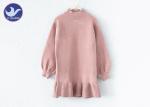 Turtle Neck Little Girl Sweater Dressess , Girls Long Sleeve Dresses Ruffle