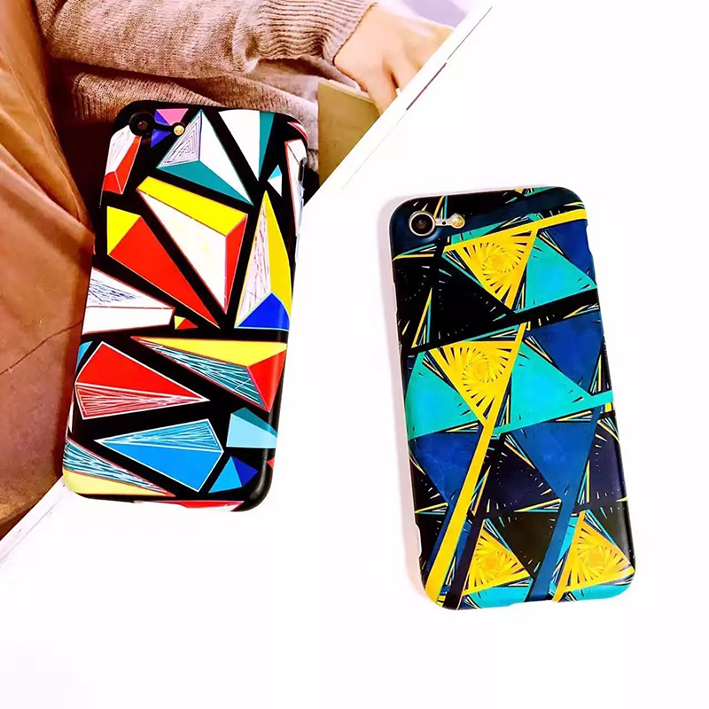 Soft TPU IMD Made Super Slim 0.8mm Colorful Lozenge Lattice Cell Phone Case Back Cover For iPhone 7 6s Plus