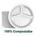 OEM Multi Role Sugar Cane Fibers 3 Compartment Paper Plates