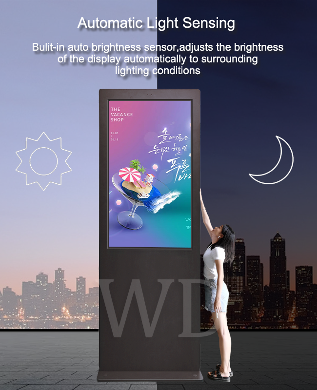 10 feet high 4K 75" LCD Outdoor LCD Digital Signage Multi Languange