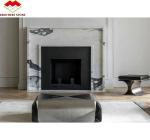 Indoor Stone Mantle for Modern Violet Marble Fireplace Surround in Luxury Living