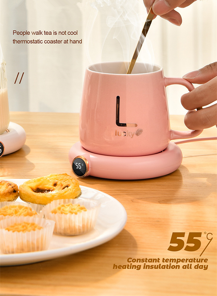DC 5V USB Heating Warm Cup Mat Constant Temperature Coaster 3 Gear Digital Display Adjustment Timing Heater for Coffee M