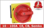 Black , Red 3 Pole Motor Rotary Isolator Switch Disconnectors with Door Mounted