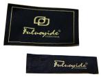 Black Personalized size Clothing Labels gold logo high class Fabric Backing