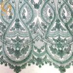 Blue Tulle Beaded 3D Embroidery Fabric Sequined Lace 1 Yard