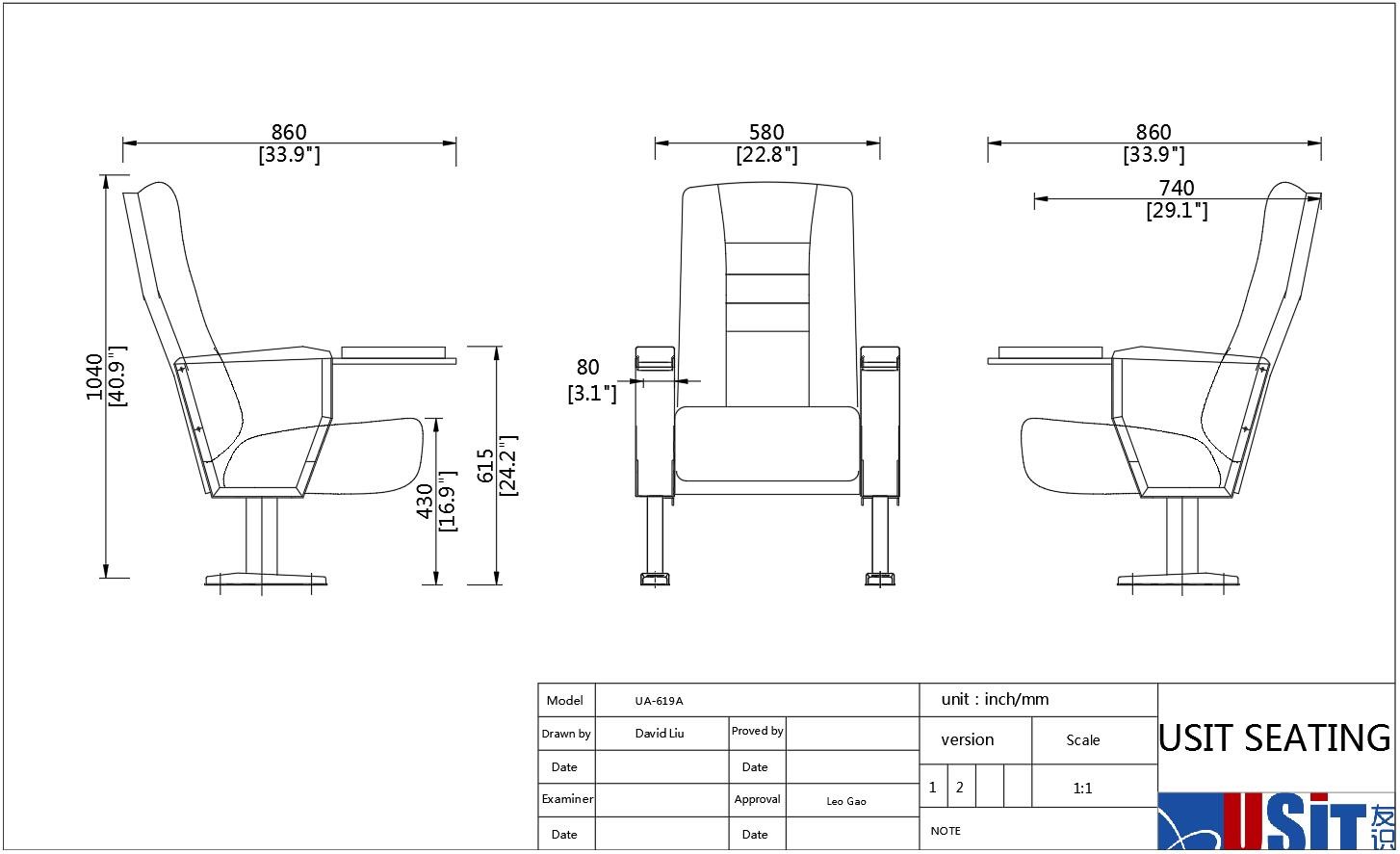 580MM Conference Hall Chairs With Steel Structure Anti Rust
