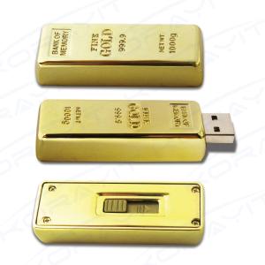 Quality Golden Bar Metal USB Flash Drive, Graceful Bank Gifts Flexible Memory Stick Hard Box Pack wholesale