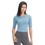 Women Buttery Soft Yoga half sleeve t shirt 150gsm Slim Fit Gym Fitness Crop Top