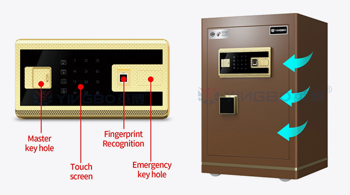 Dual Alarm Office Small Safe Deposit Box OEM H600mm Smart Fingerprint Lock