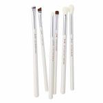 Jessup 6pcs Travel Makeup Brushes White Wood Handle