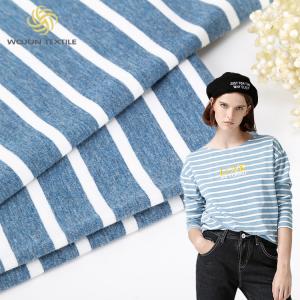 Quality Combing Striped Lycra Fabric 175cm Pure Cotton Knit Material For Casual Wear wholesale
