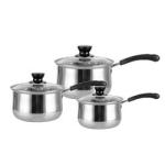 3pcs Milk Pot Set Kitchenware Cookware Set Stainless Steel Soup Stock Pots with