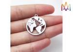 20x25mm Hollow Shaped Flat Globe Engraved Bracelet Charms