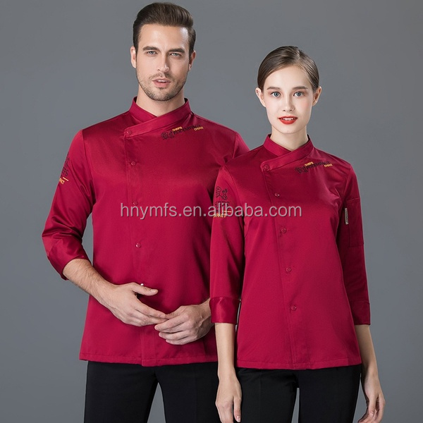chef uniform factory supplier hot sale white knot button long sleeve designer chef uniform