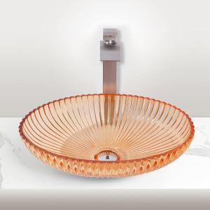 Quality Unique Transparent Painted Glass Vessel Basins 1.77 Inch Drain Bathroom Sink wholesale
