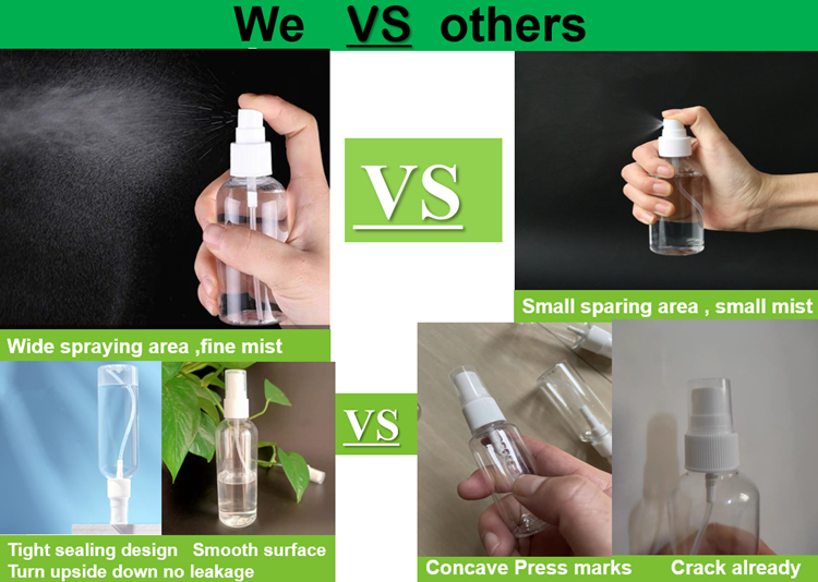 50ml 60ml 100ml PET Spray Bottle Perfume Plastic Mist Spray Bottle