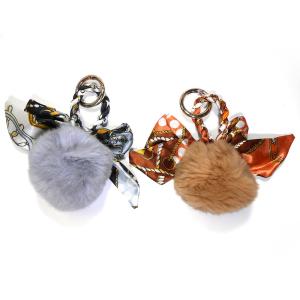 Quality OEM 15x8cm Pom Pom Brown Fur Ball Keychain Engraved Logo wholesale