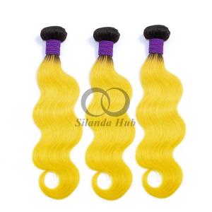 Quality #T1B/Yellow Body Wave Remy Human Hair Bundles Sew In Weave Bundles Brazilian Bundle Deals wholesale