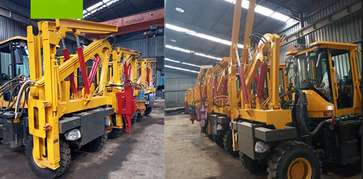 Guardrail Pile Driver Wheeled Highway Guardrail Drilling Machine Vibro Machine