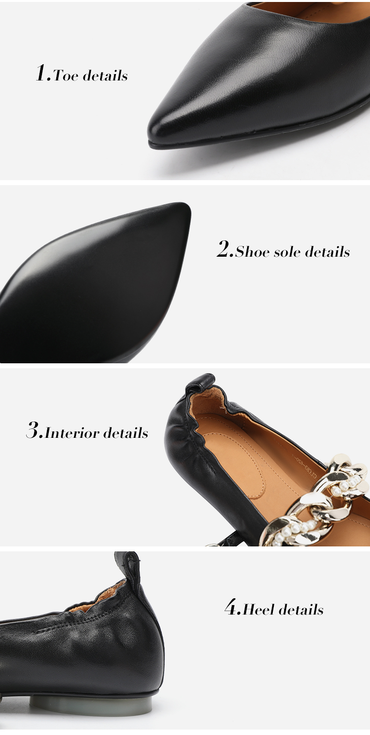 Personalized Process Chain Trim Office Lady Shoe Pointed Toe