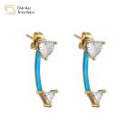 Heart Triangle Colorful Enamel 14K Gold Jewelry Diamond Zircon Stud Earrings