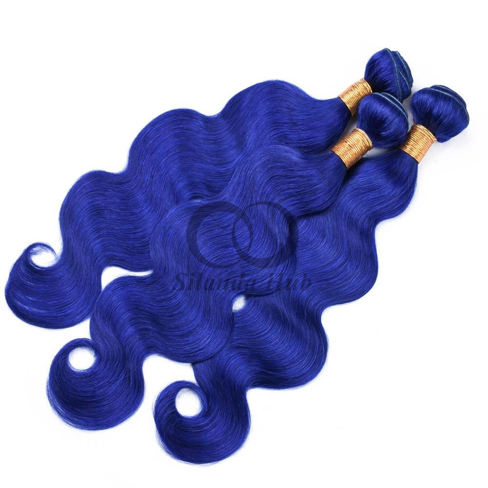 Blue Body Wave Remy Human Hair Bundles Sew In Weave Bundles Brazilian Bundle Deals