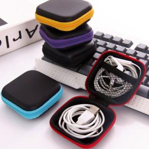 Quality Headphones package EVA fabric 7.5*7.5*3cm black color logo customized wholesale