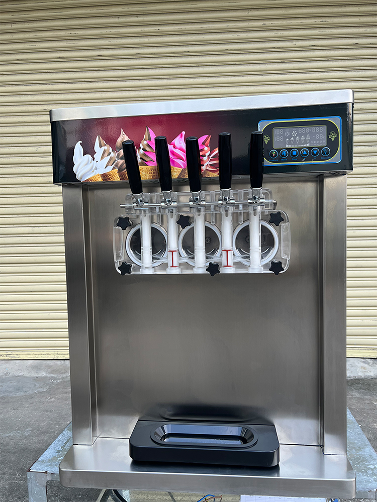 21L Capacity Soft Serve Ice Cream Machine 5 Flavors Automatic Yogurt Icecream Maker with English Operating Language