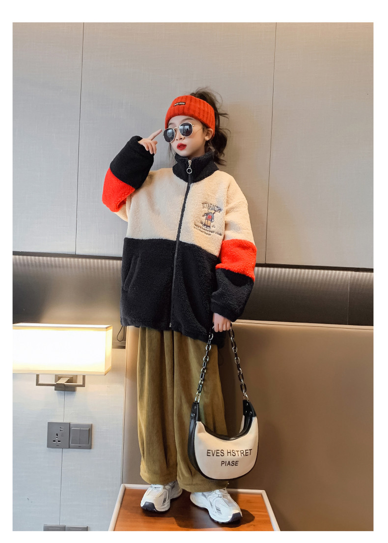 Embroidery Craft Lamb Fleece Jacket Autumn Winter Thickened Girls Cotton Padded Coat