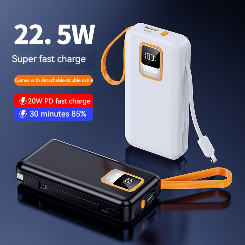 Mobile Phones Devices 10000mAh PD Power Charger Portable Outdoor Power Banks with Cable