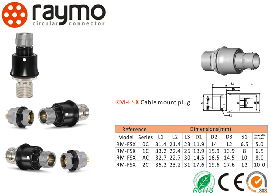 High Corrosion Resistance Miniature Circular Connectors Cable Plug IP68