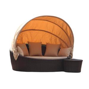 Quality Outdoor recliner garden PE rattan sofa outdoor beach recliner balcony swimming pool lazy bed outdoor large round bed wholesale