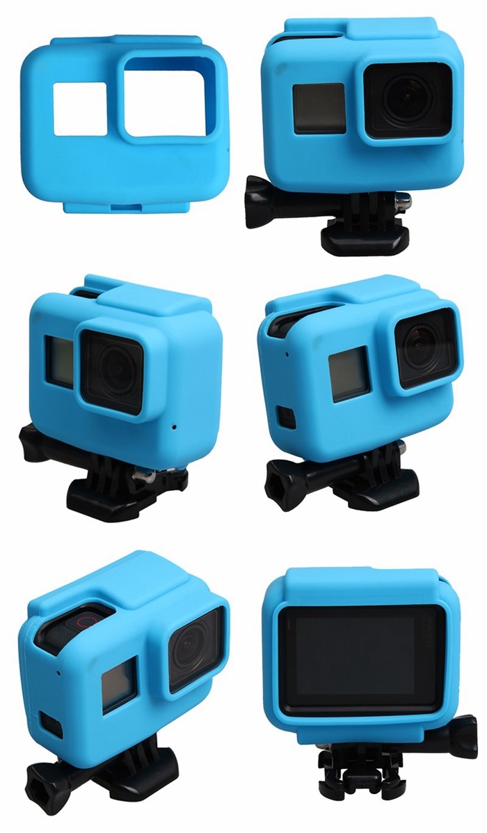 TPU Material Sports Camera Accessories CNC Blue Aluminum Housing Case