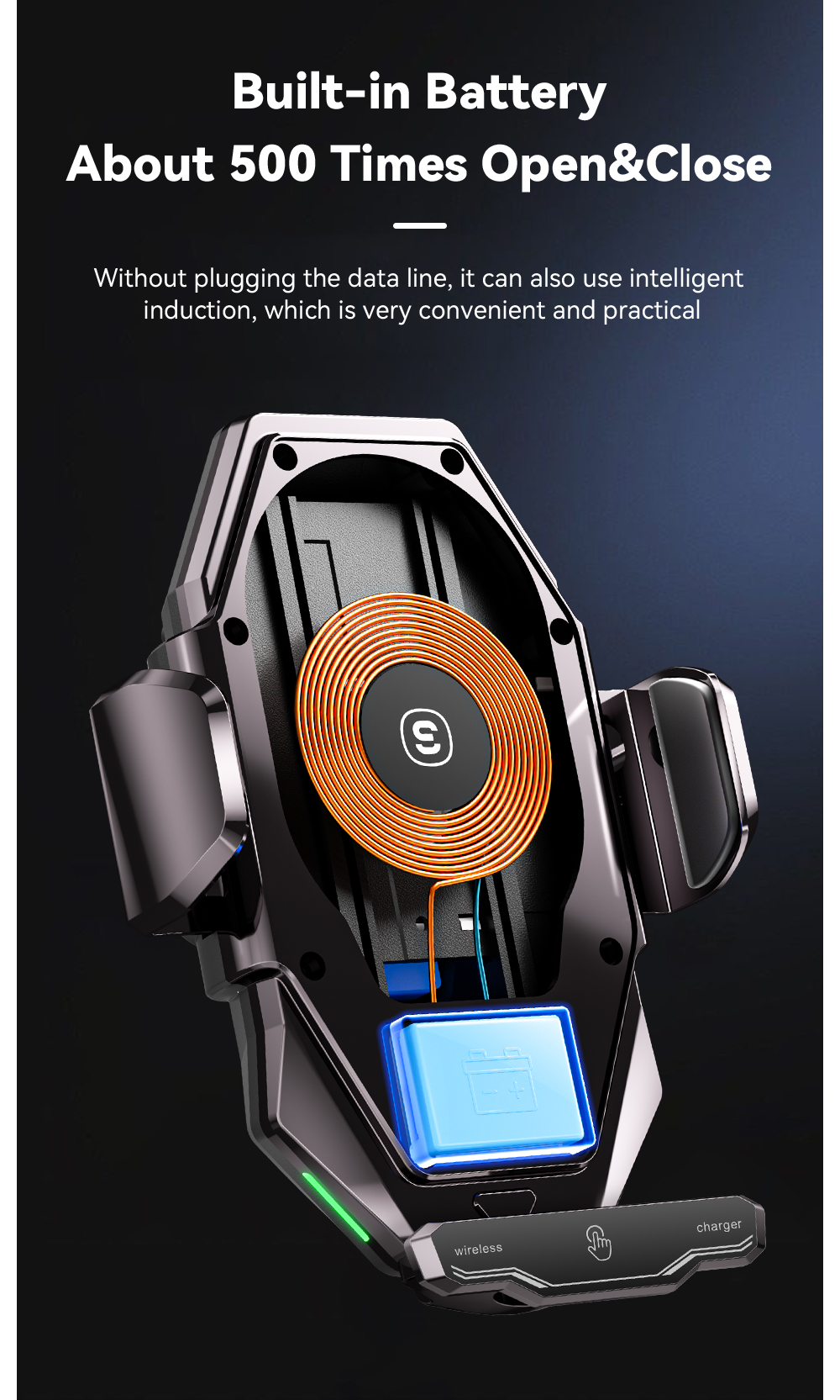 Essager 2023 Pilot 15W Wireless Car Phone Holder High Power 360 Free Rotation Fast Wireless Charging Car