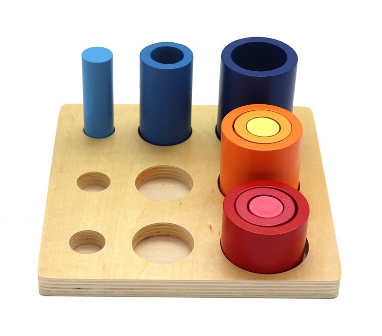 Wooden Early Education Thinking Round Block Develop Children Intelligence Baby Coordination Square Assembled Toy