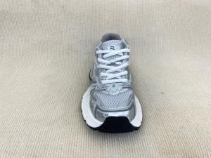 Quality Women white silver sport shoes with thick soled and breathable mesh upper PU wholesale