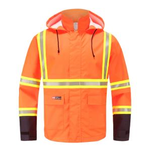 Quality Anti Static FR Rain Proof Workwear , Hi Vis Orange Flame Resistant Waterproof Jacket wholesale