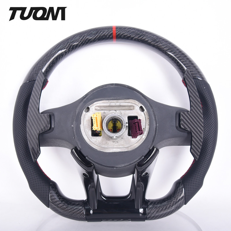 Black Leather Mercedes Benz Steering Wheel Carbon Fiber Car Accessories