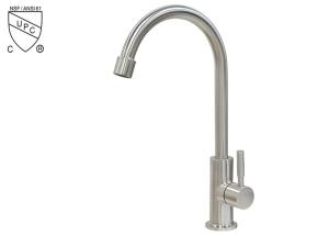 Quality cupc 304 Stainless Steel Kitchen Mixer Cold Water Tap Single Handle Brushed sink Faucet wholesale