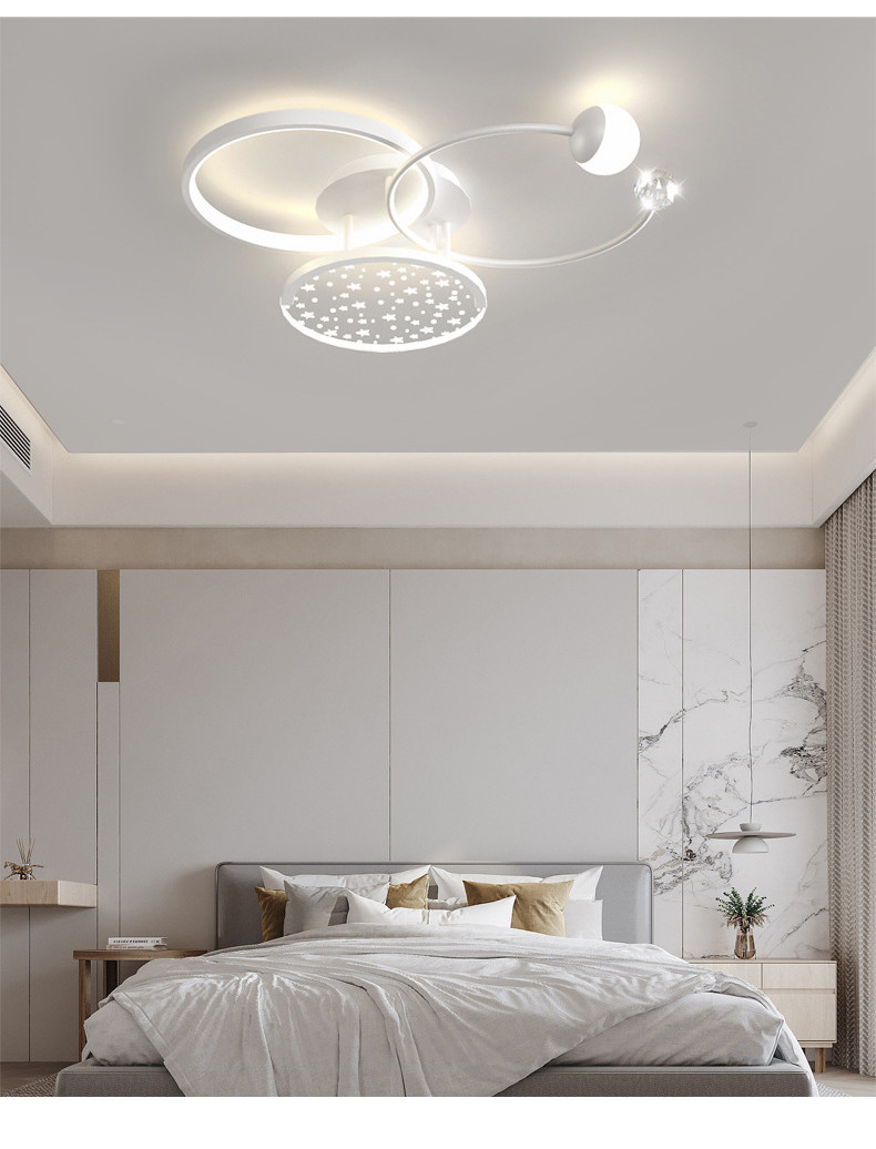 Modern Minimalist White Square Ceiling Light Atmosphere Household Bedroom Star Ceiling Lights(WH-MA-289)