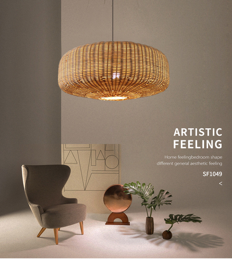Rattan Lamp Chinese Handmade Pendant Lights Retro Lamp for Dining Room Restaurant Hanging Lamp(WH-WP-52)