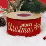 Gold Foil Printed Christmas Ribbon Red Personalised Christmas Ribbon
