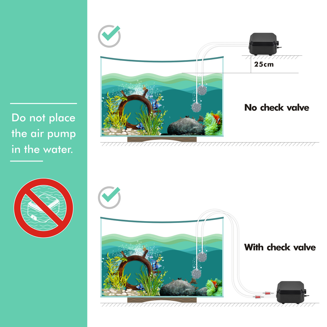 10W Dual Outlet Silent Aquarium Pum Bubbler