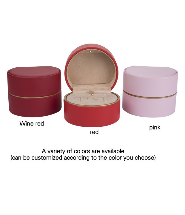 Blue / Pink / Red Leather Jewelry Box With Custom Logo Empty Round Shape