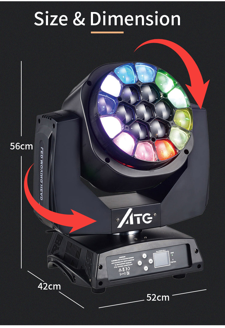 19x15W Bee Eye Spectacle Moving Head Light RGBW LED Showstopper for Event Decorations