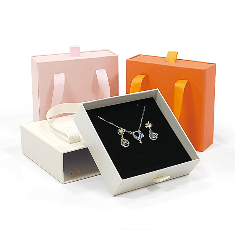 Custom Small Luxury Black Cardboard Paper Box Fashion Jewelry Gift Drawer Slide Packaging Box With Your Own Logo
