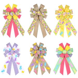 Quality Cute Cartoon Egg And Rabbit Easter Ribbon Bow For Festival Decoration wholesale