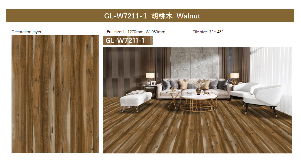 GKBM Greenpy Walnut Grain Stone Vinyl SPC Rigid Flooring Plank GL-W7211-1